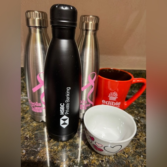 Other - BUNDLE 5 TOTAL: 3 Stainless steel water bottles & 2 Coffee mugs!